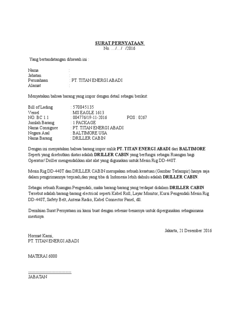 Detail Format Surat Pernyataan Nomer 48