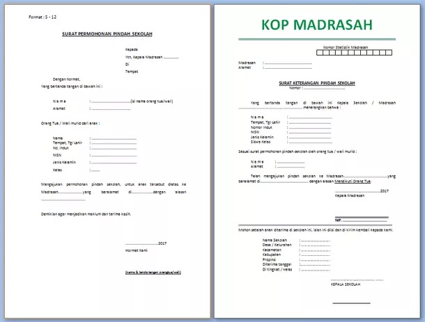 Detail Format Surat Pindah Sekolah Nomer 48