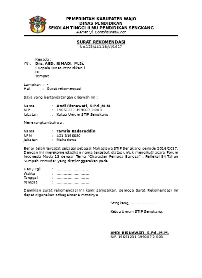 Detail Format Surat Rekomendasi Nomer 29