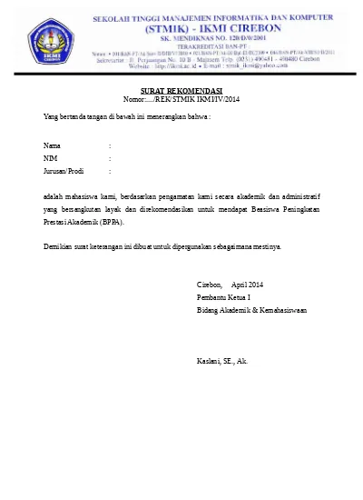 Detail Format Surat Rekomendasi Nomer 41