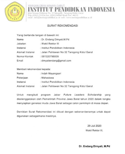 Detail Format Surat Rekomendasi S2 Nomer 40