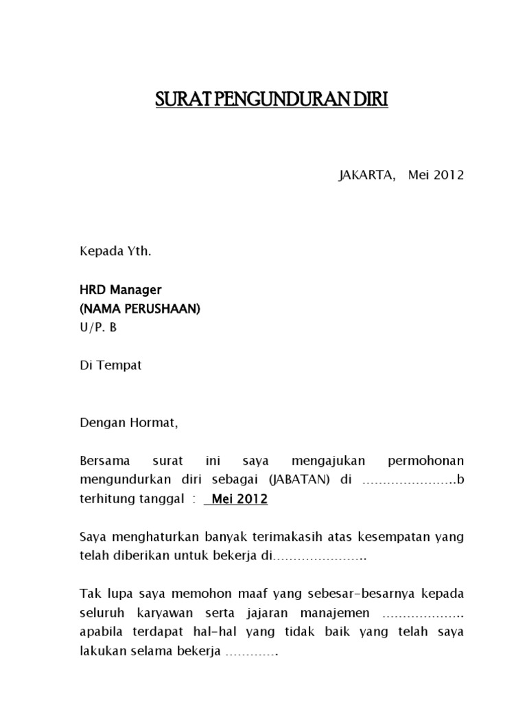 Detail Format Surat Resign Nomer 27