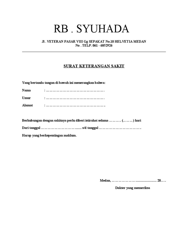 Detail Format Surat Sakit Nomer 21