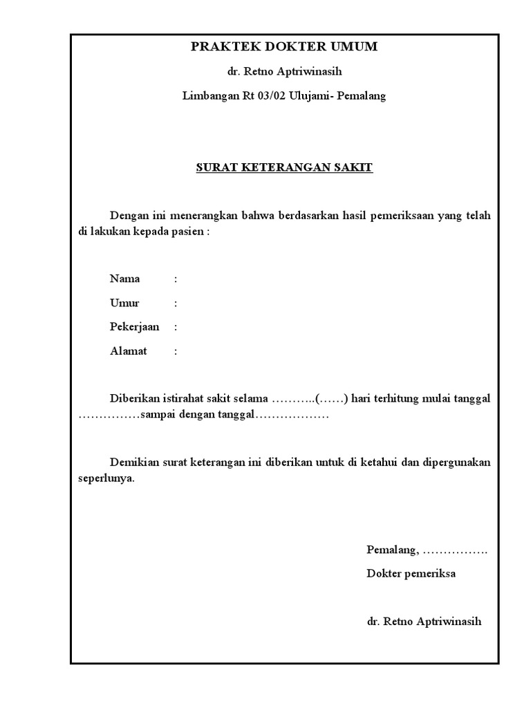 Detail Format Surat Sakit Nomer 22