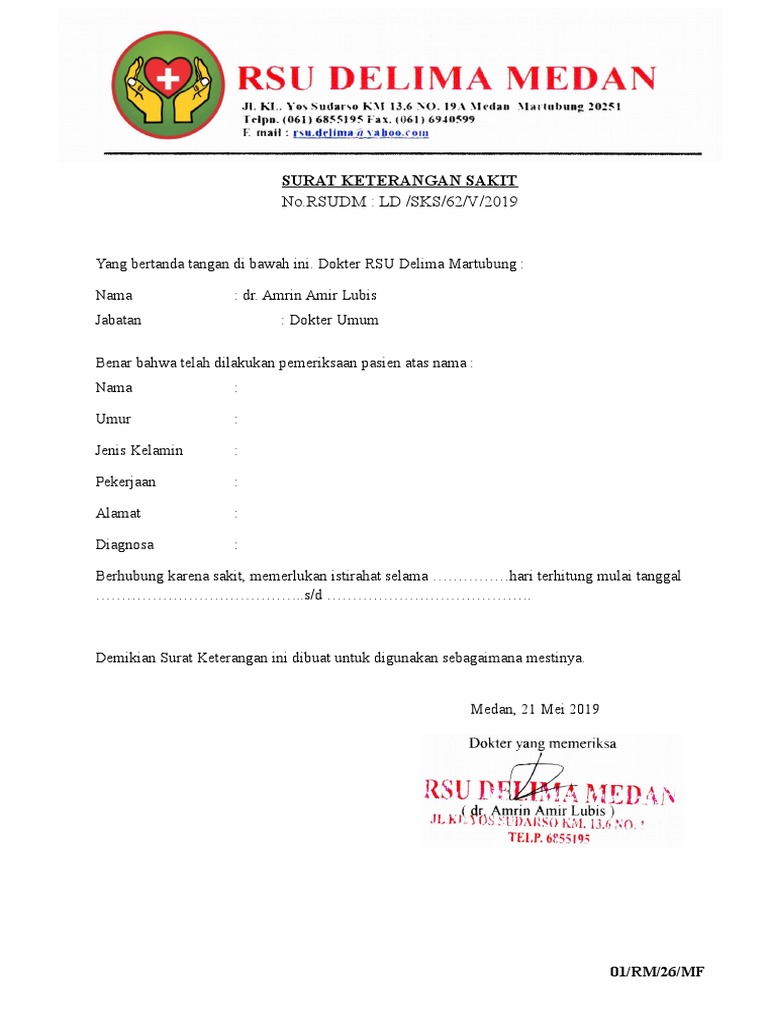 Detail Format Surat Sakit Nomer 25