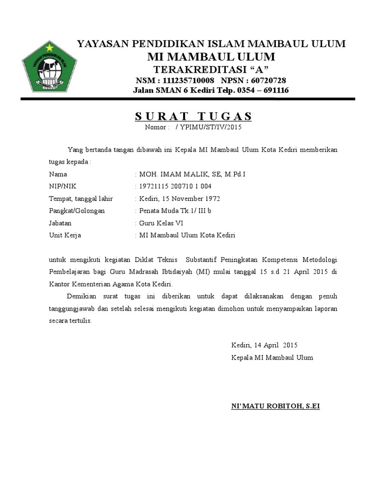 Detail Format Surat Tugas Nomer 6