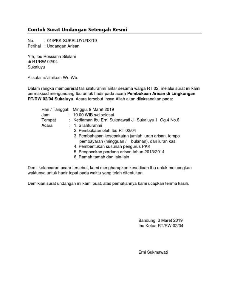 Detail Format Surat Undangan Resmi Nomer 27