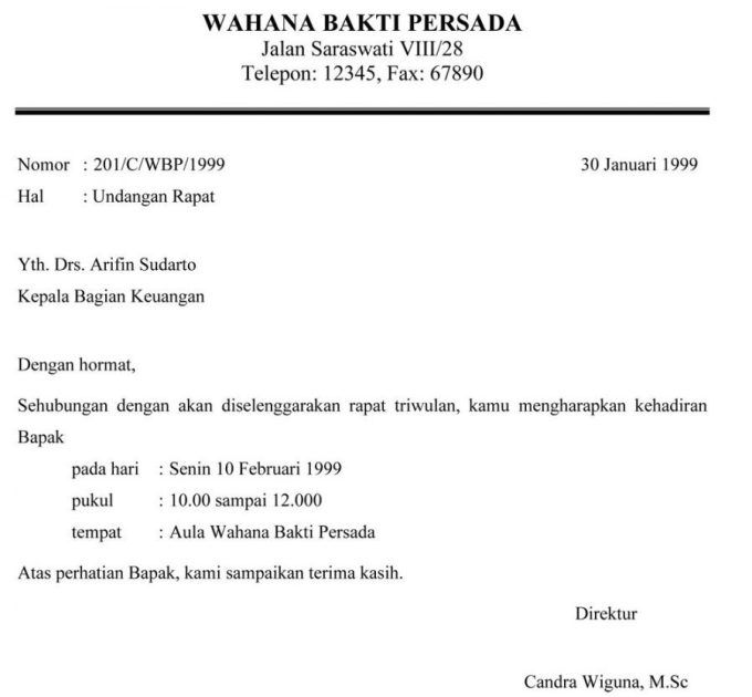 Detail Format Surat Undangan Resmi Nomer 7