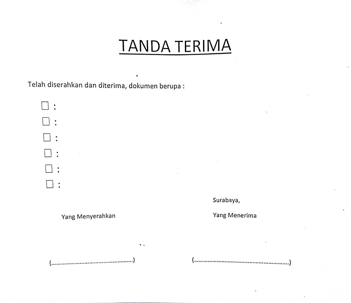 Detail Format Tanda Terima Surat Nomer 21