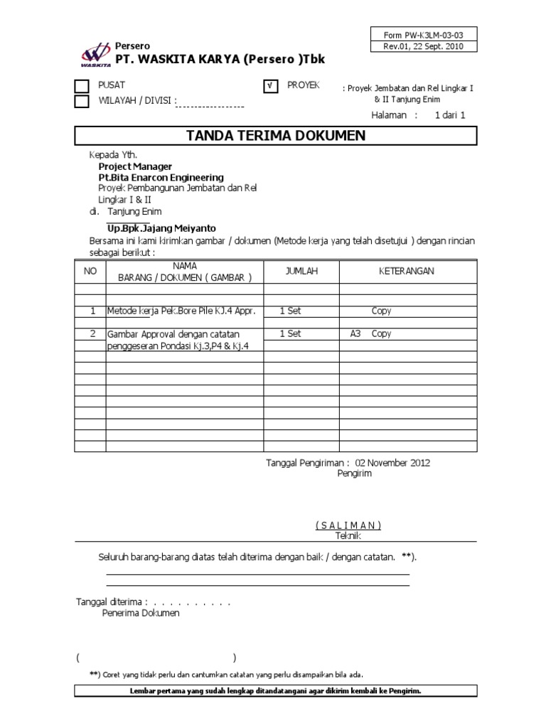 Detail Format Tanda Terima Surat Nomer 39