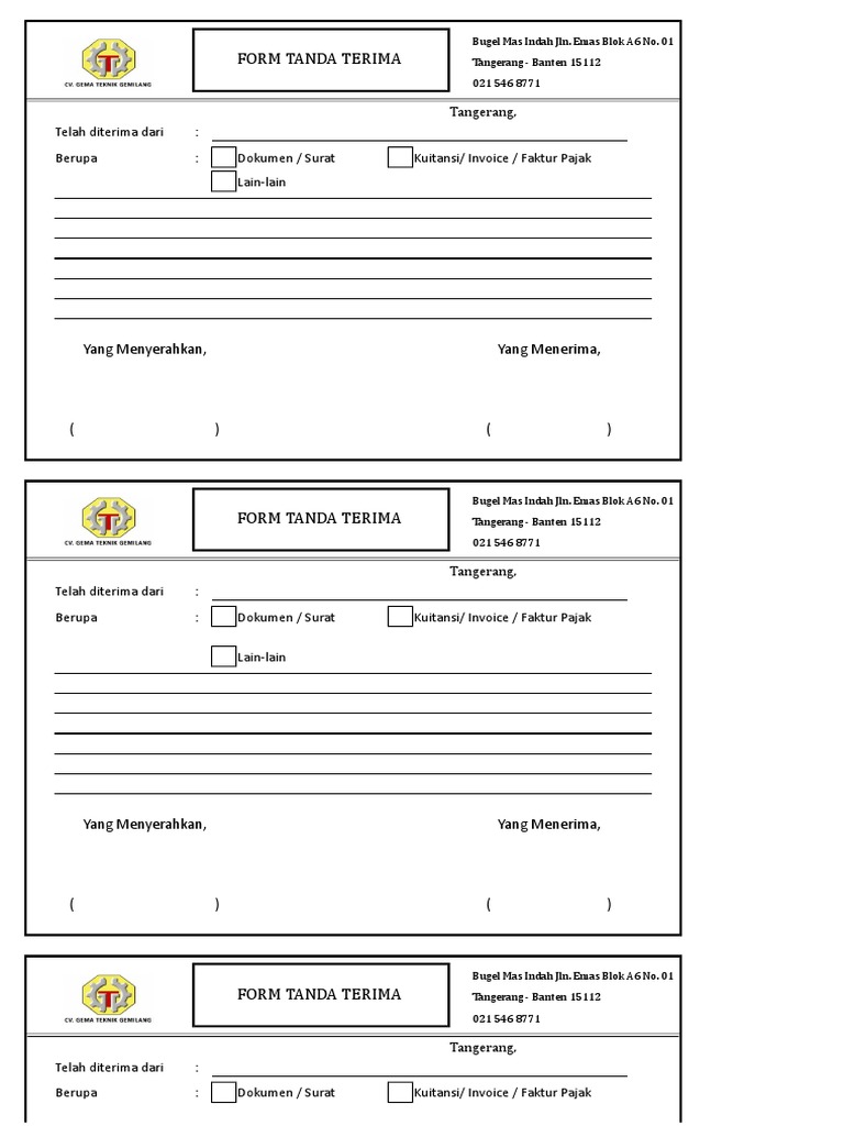 Detail Format Tanda Terima Surat Nomer 40