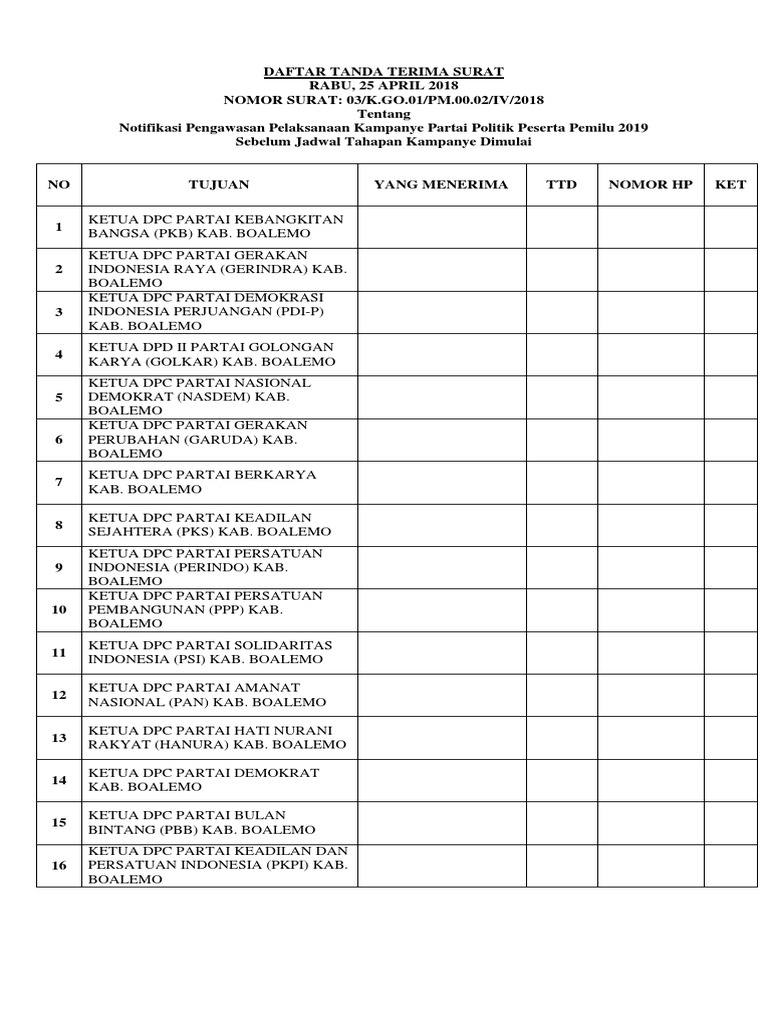 Detail Format Tanda Terima Surat Nomer 49