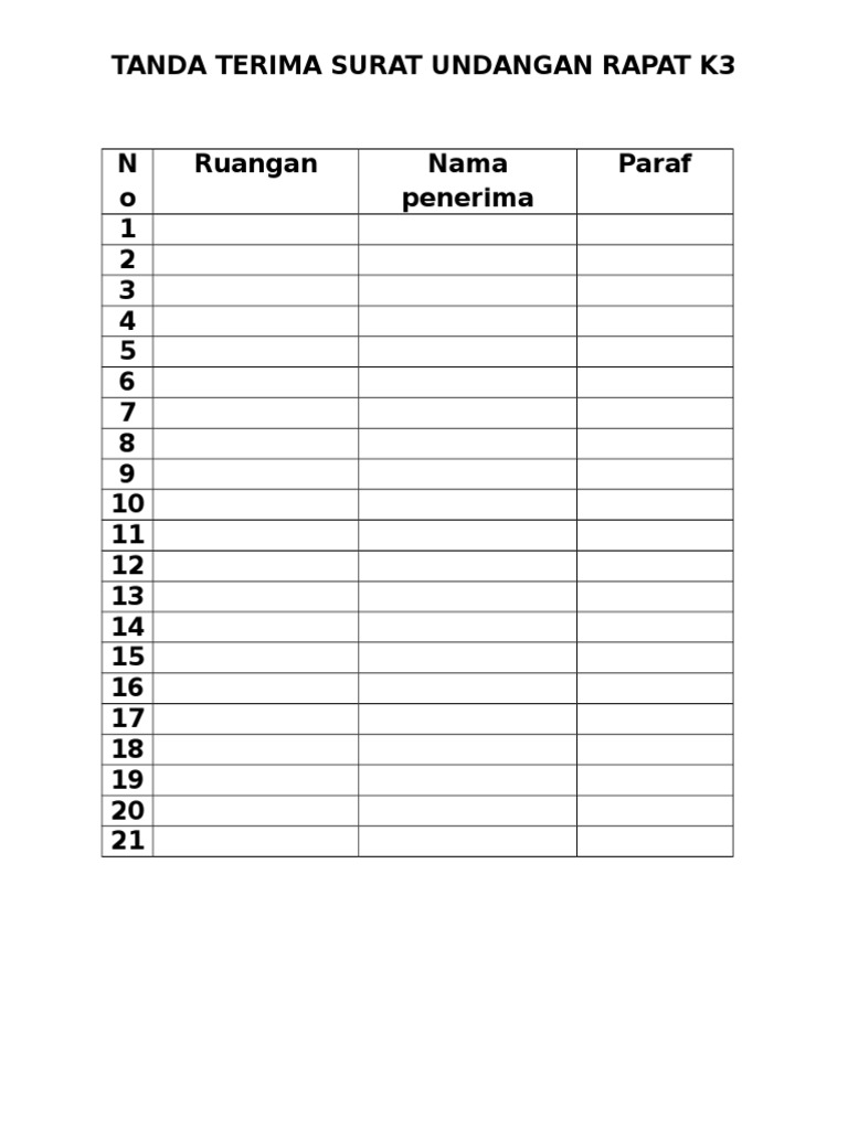 Detail Format Tanda Terima Surat Nomer 51