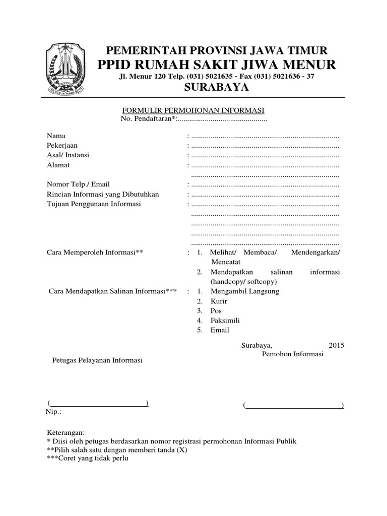 Detail Formulir Rumah Sakit Nomer 28
