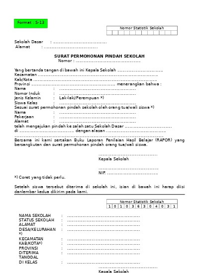 Detail Formulir Surat Pindah Nomer 38