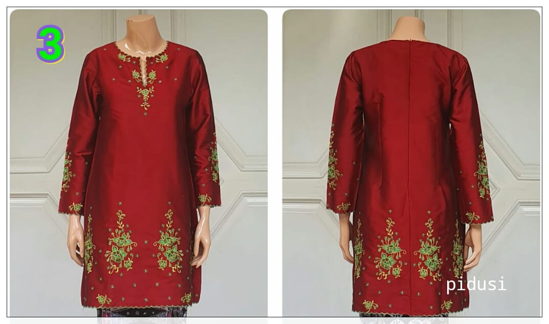 Detail Baju Kurung Melayu Bordir Nomer 16