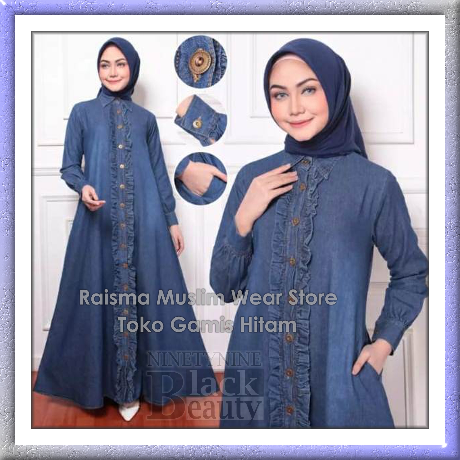 Detail Baju Muslim Warna Biru Dongker Nomer 46