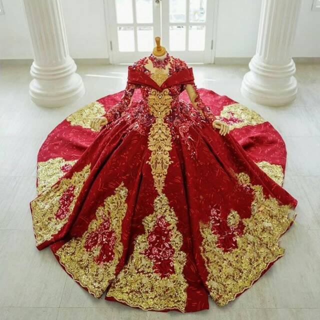 Baju Pengantin Merah Gold - KibrisPDR