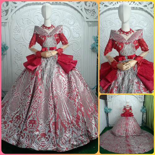 Detail Baju Pengantin Merah Gold Nomer 46