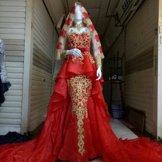 Detail Baju Pengantin Merah Gold Nomer 6