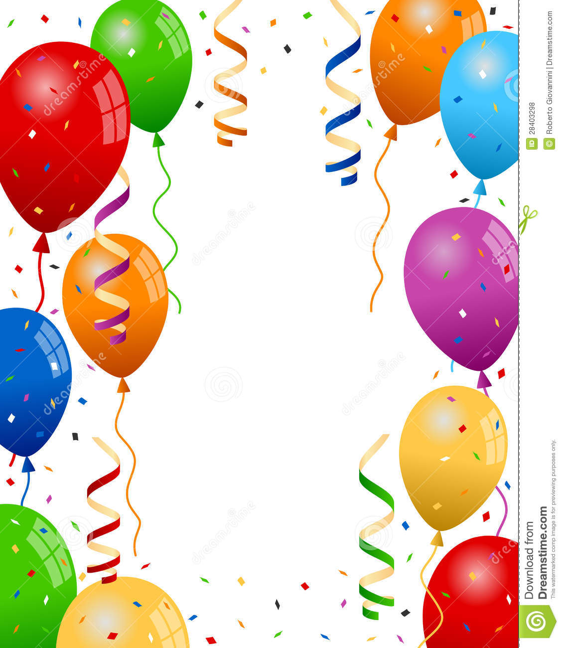 Detail Balloon And Confetti Clipart Nomer 25