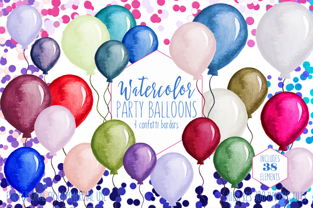 Detail Balloon And Confetti Clipart Nomer 27