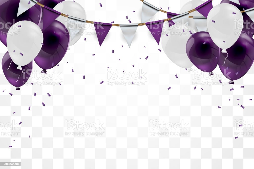 Detail Balloons And Confetti Realistic Nomer 11