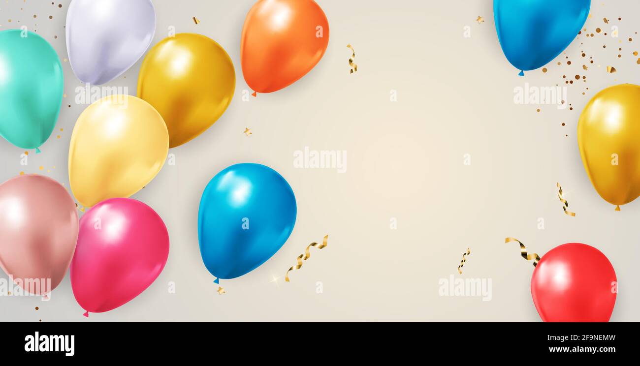 Detail Balloons And Confetti Realistic Nomer 16