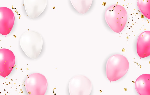 Detail Balloons And Confetti Realistic Nomer 20