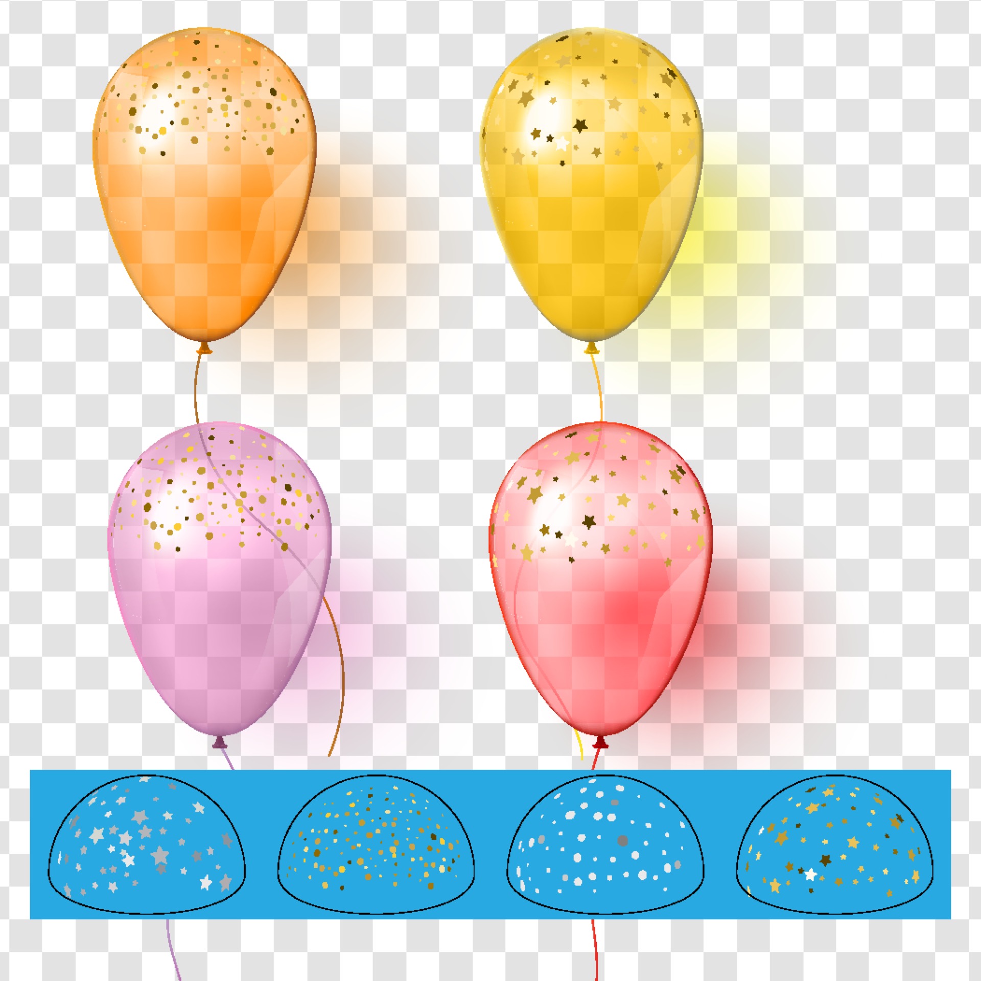 Detail Balloons And Confetti Realistic Nomer 3