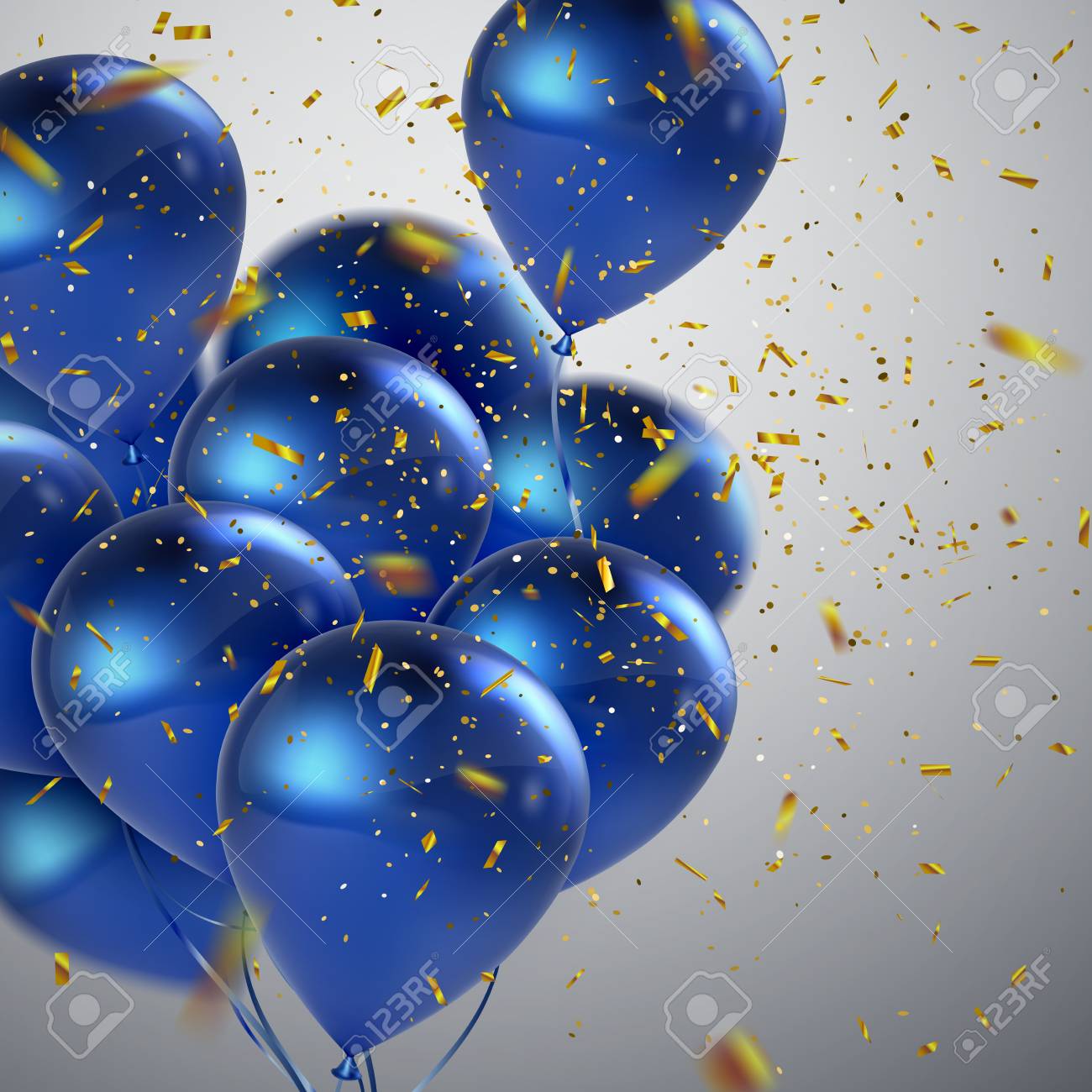 Detail Balloons And Confetti Realistic Nomer 23