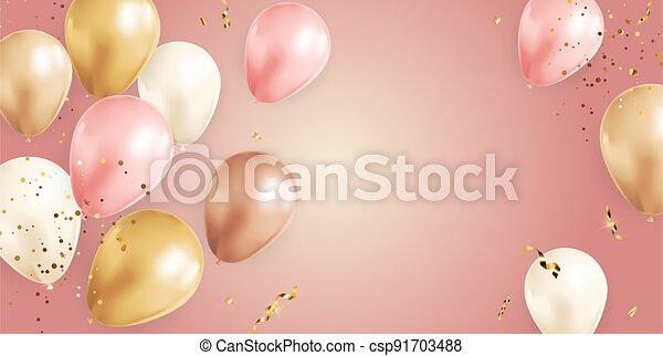 Detail Balloons And Confetti Realistic Nomer 26