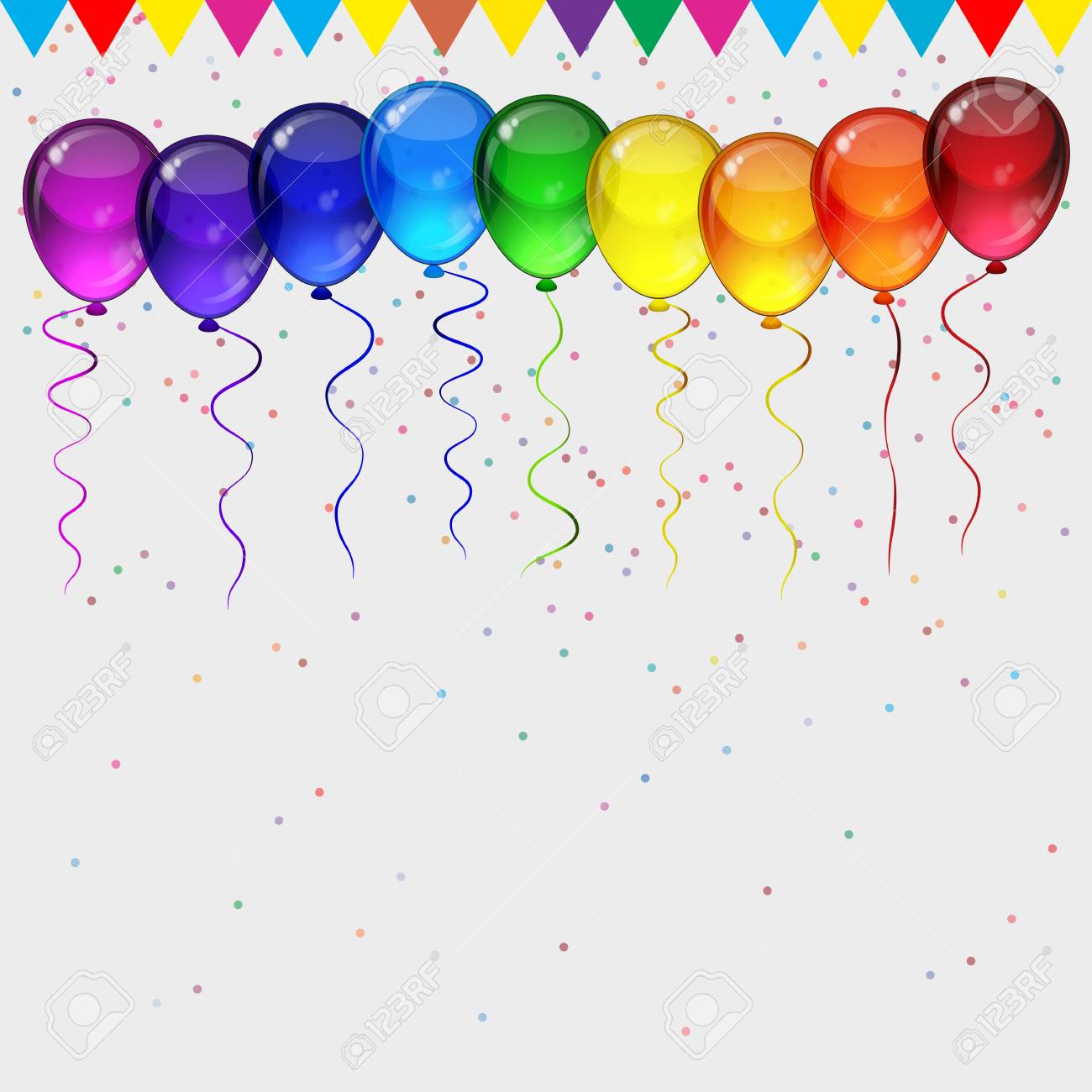 Detail Balloons And Confetti Realistic Nomer 32