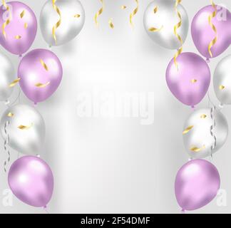 Detail Balloons And Confetti Realistic Nomer 33