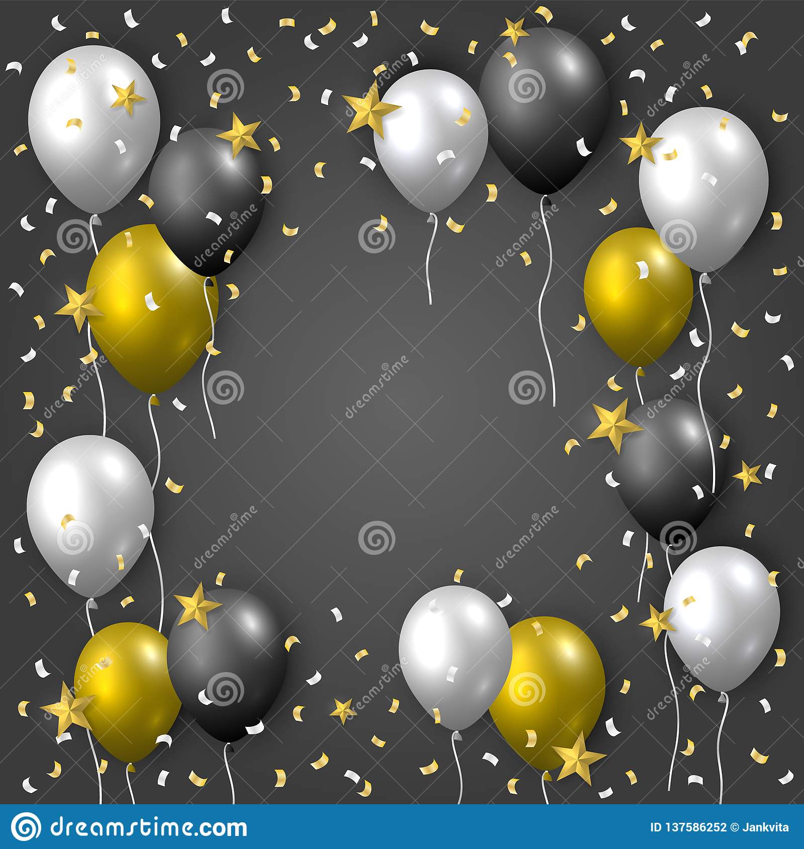 Detail Balloons And Confetti Realistic Nomer 34