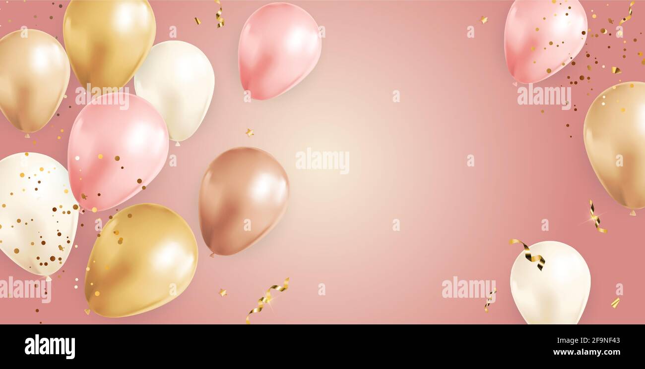 Detail Balloons And Confetti Realistic Nomer 39
