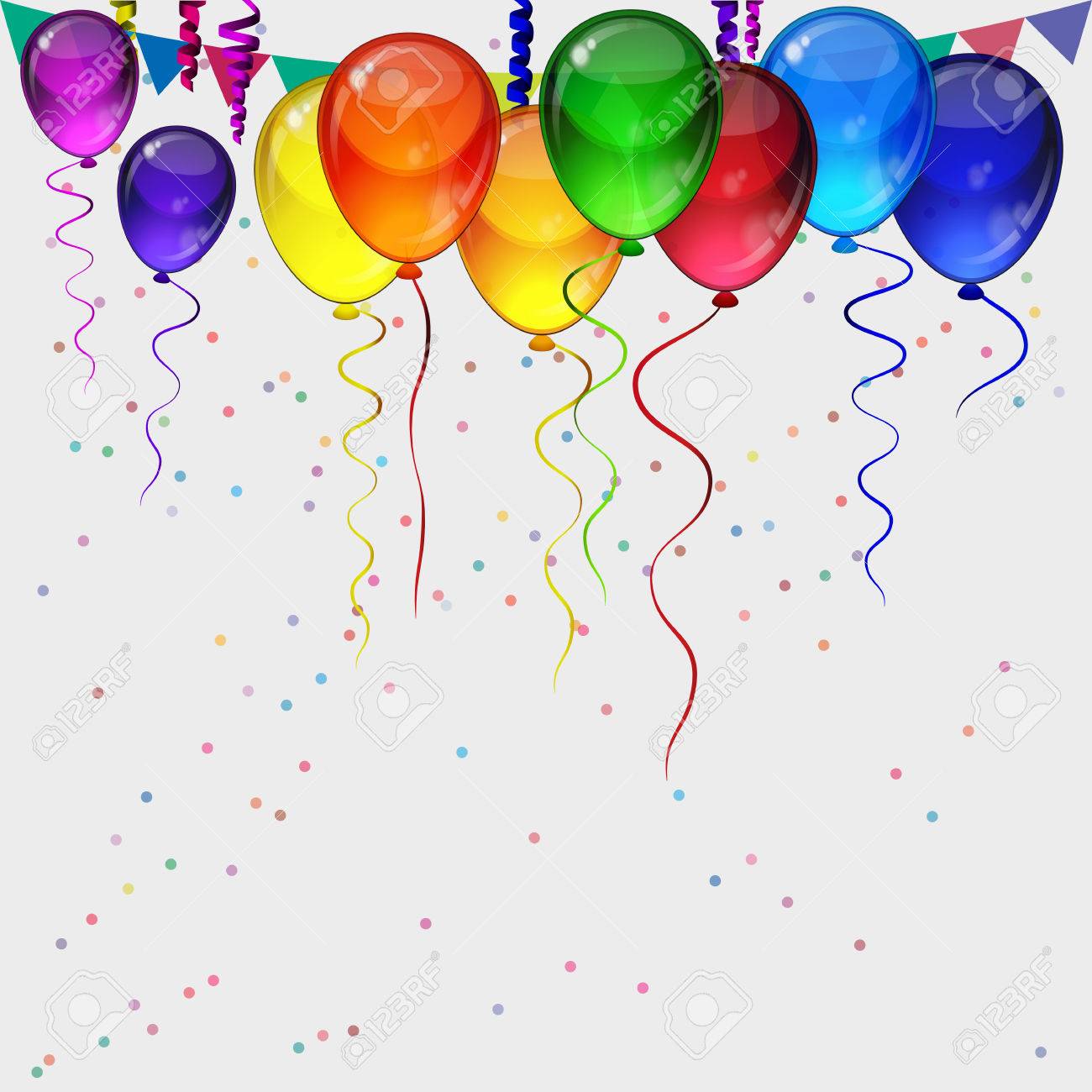 Detail Balloons And Confetti Realistic Nomer 40