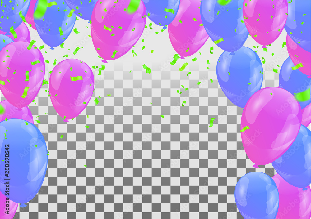 Detail Balloons And Confetti Realistic Nomer 44