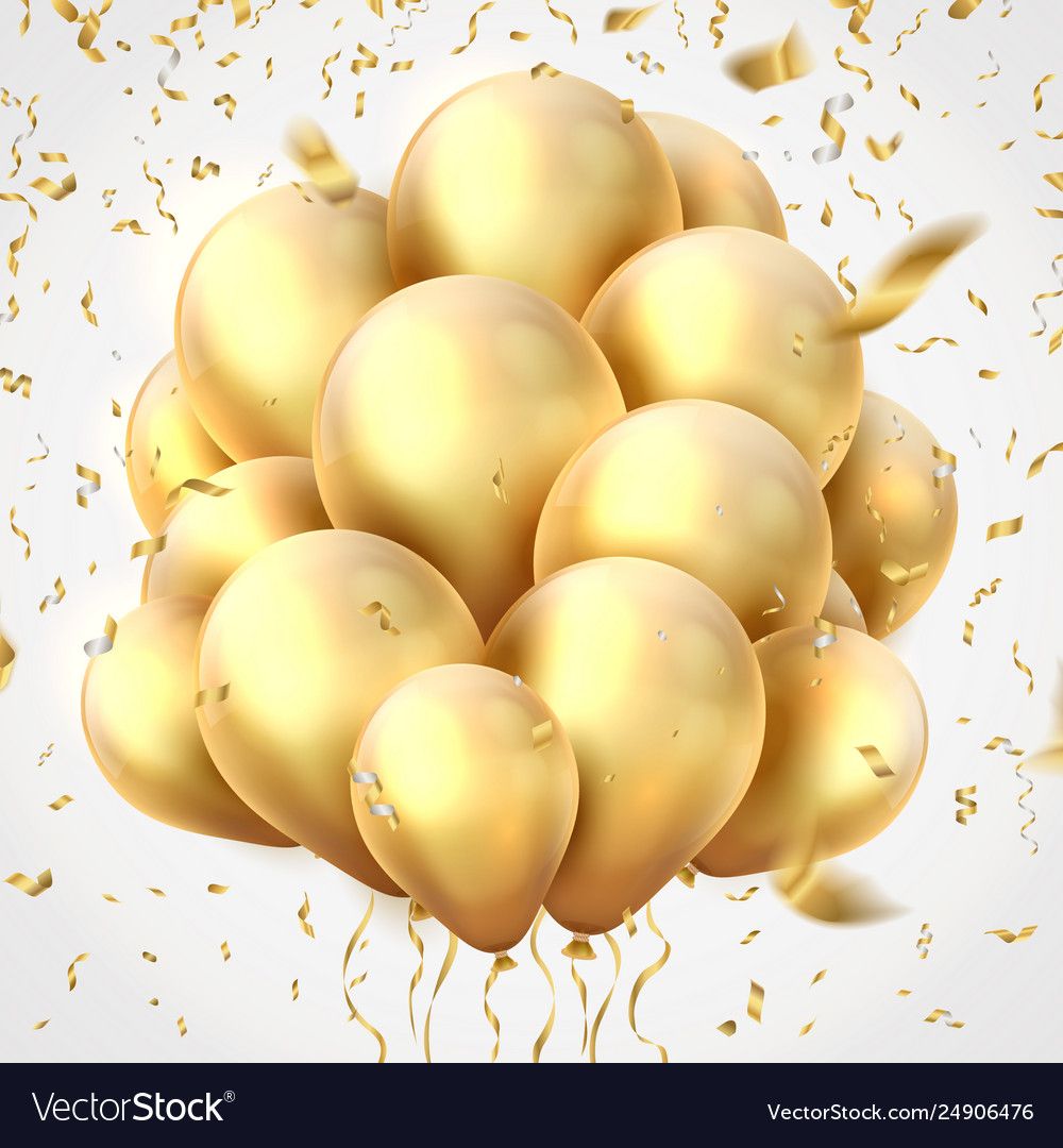 Detail Balloons And Confetti Realistic Nomer 45