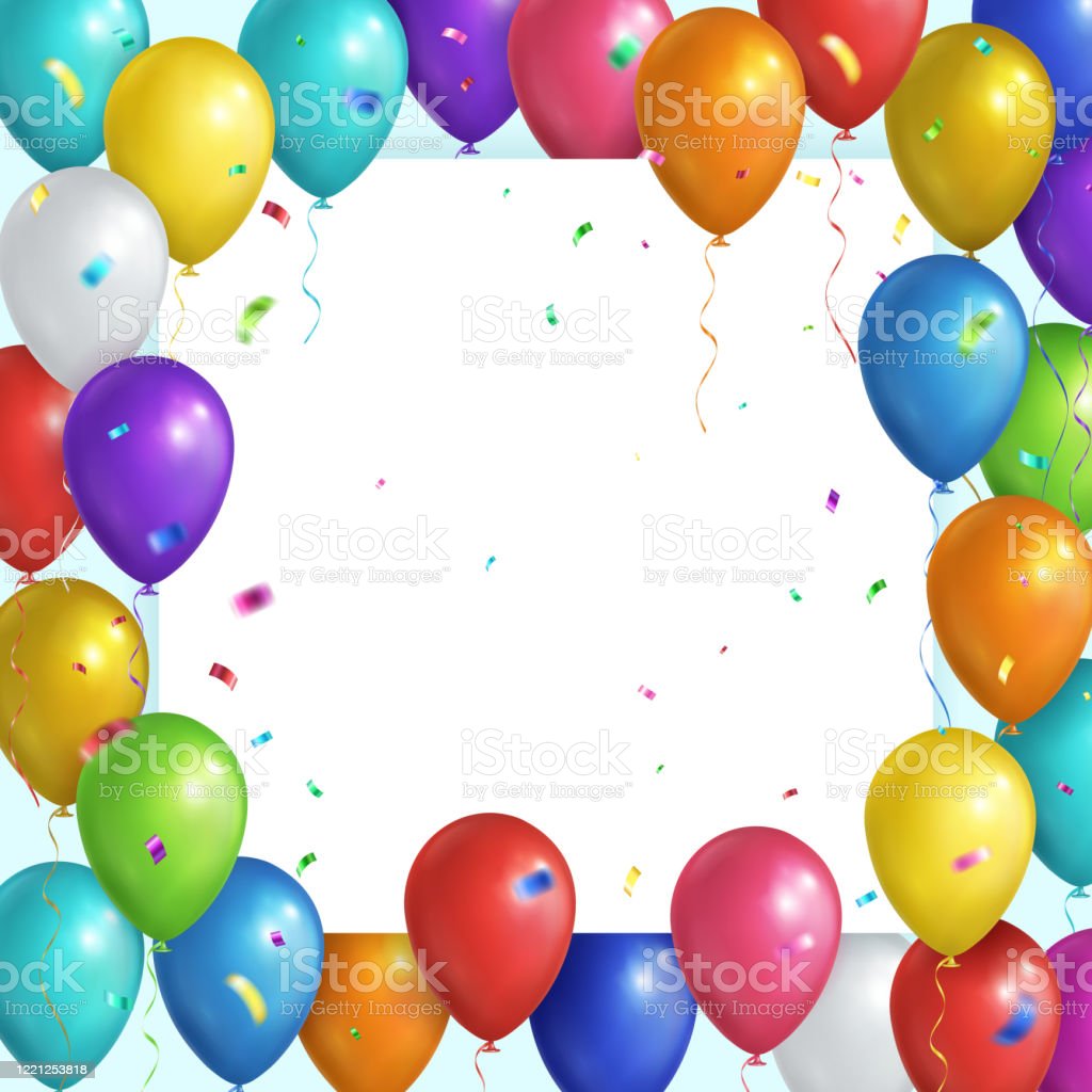 Detail Balloons And Confetti Realistic Nomer 46