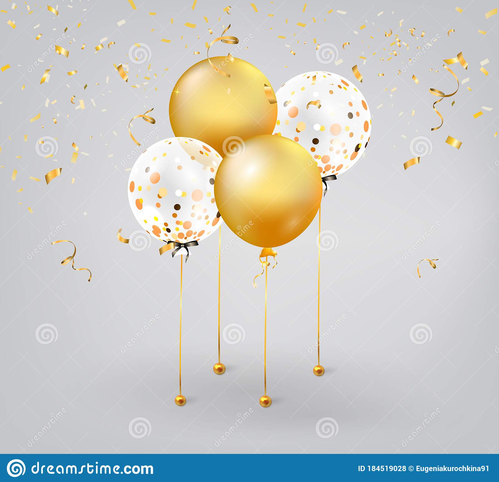 Detail Balloons And Confetti Realistic Nomer 50