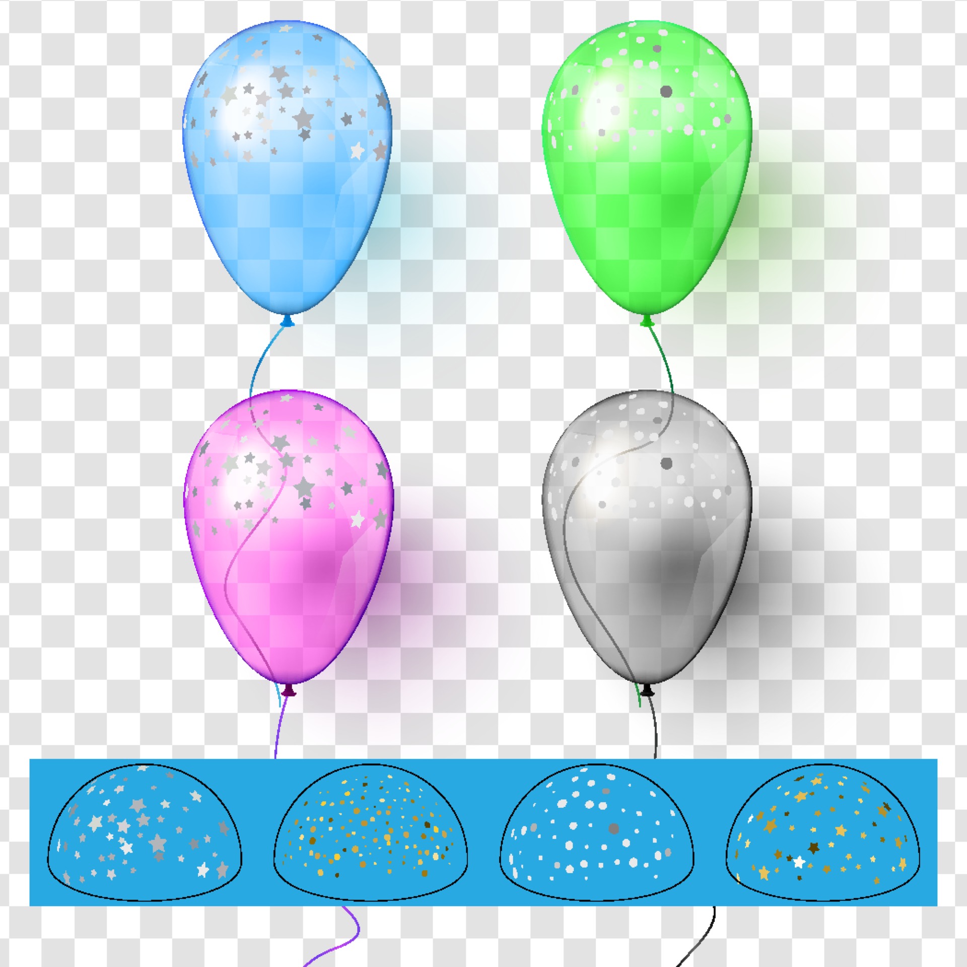 Detail Balloons And Confetti Realistic Nomer 6