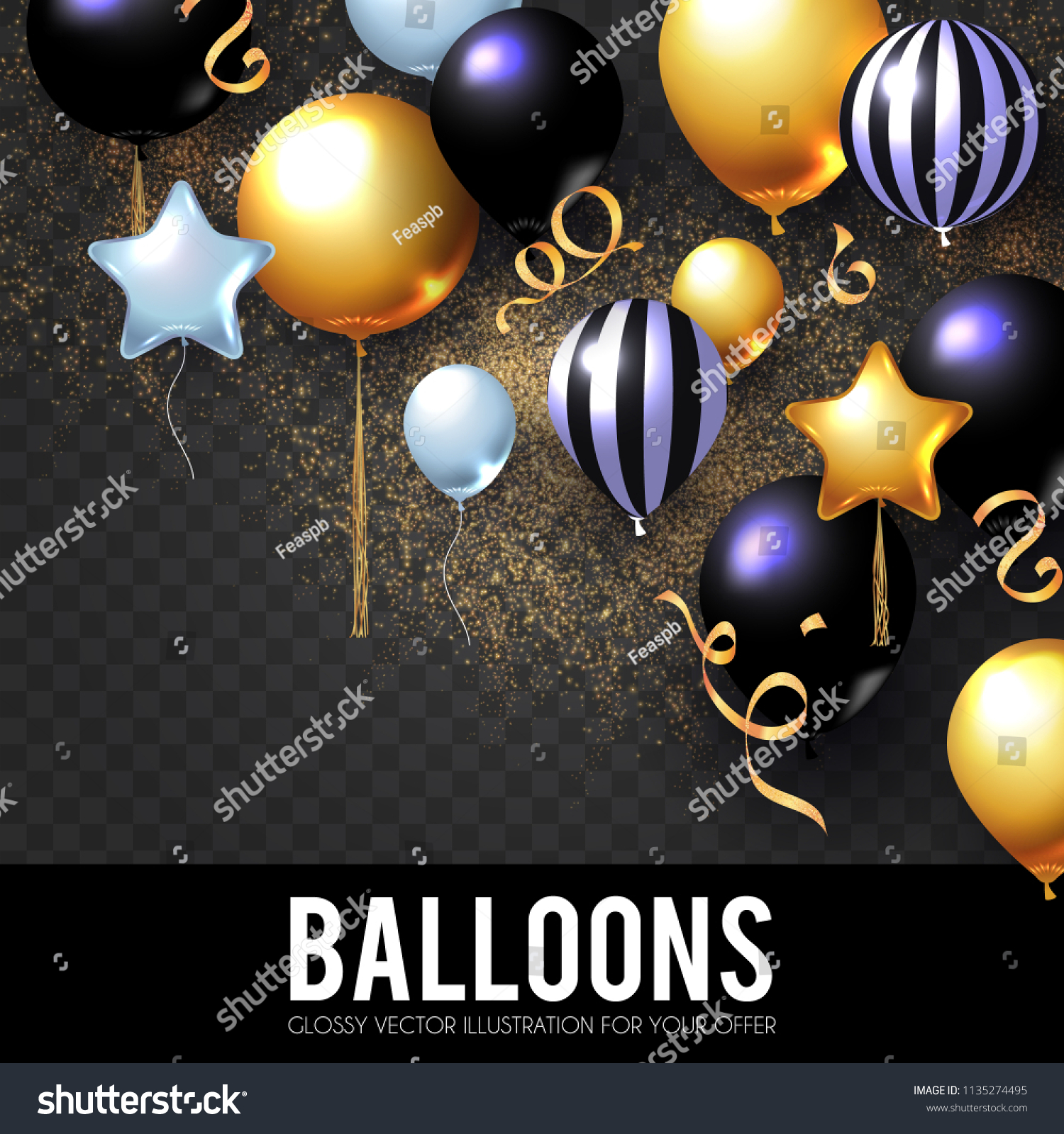 Detail Balloons And Confetti Realistic Nomer 53