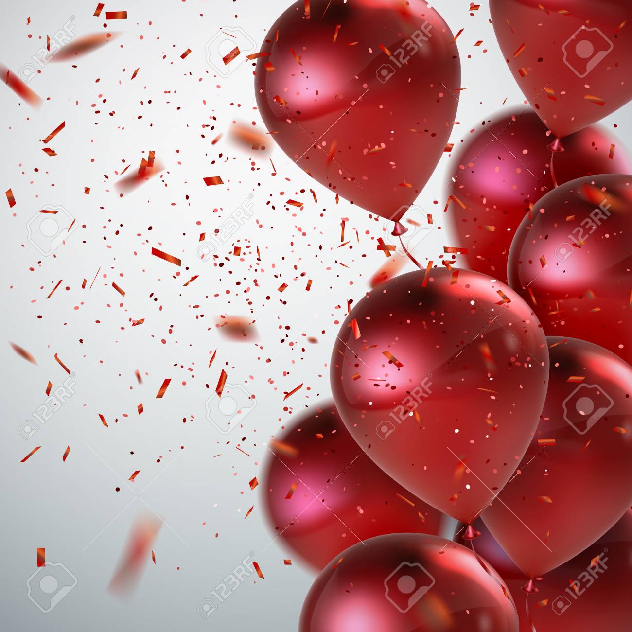 Detail Balloons And Confetti Realistic Nomer 54