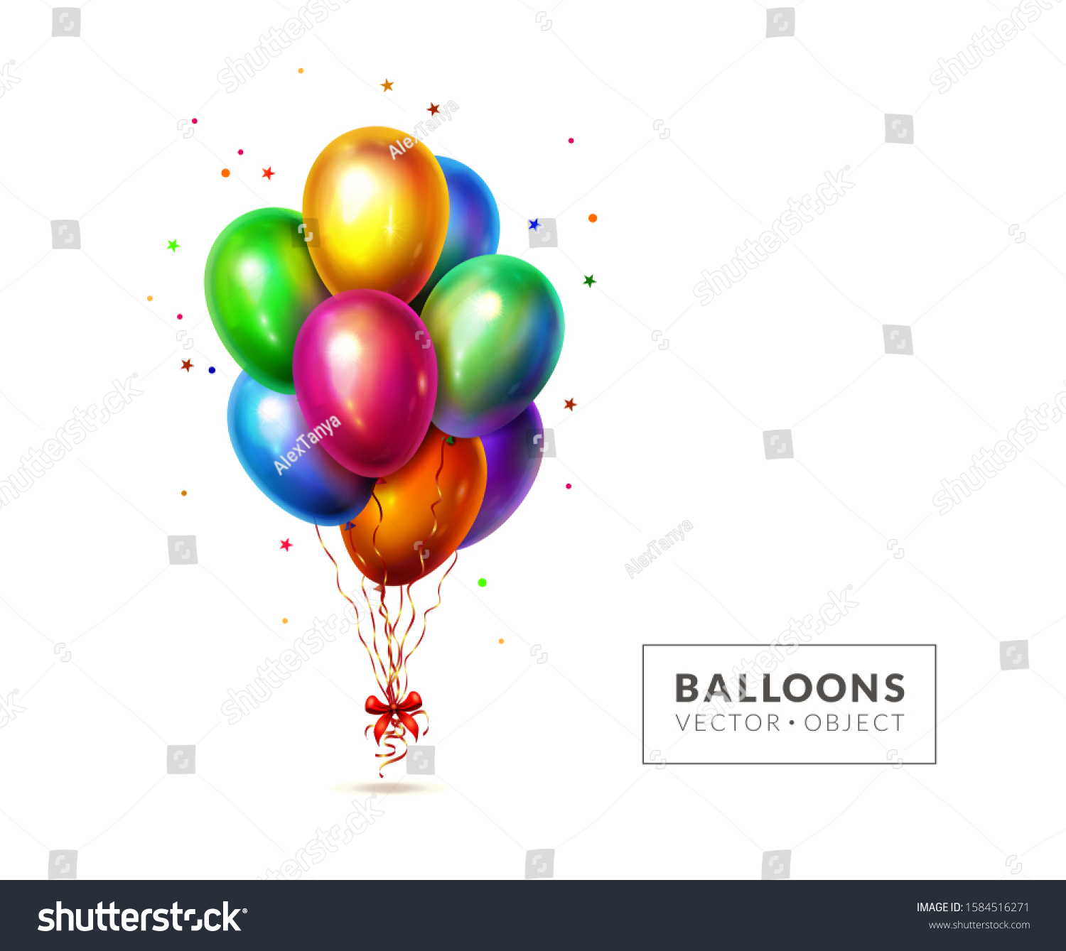 Detail Balloons And Confetti Realistic Nomer 60