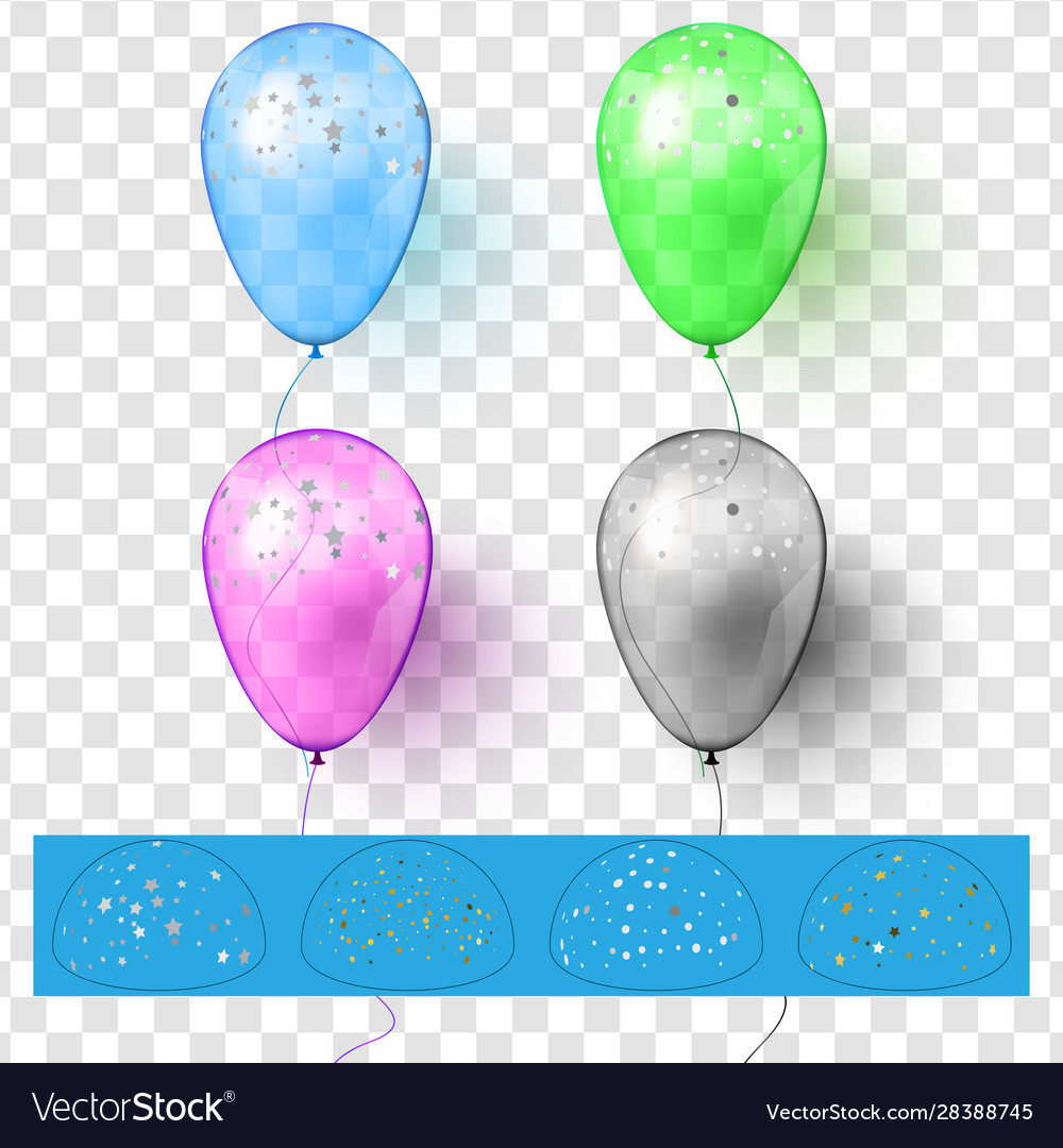 Detail Balloons And Confetti Realistic Nomer 7