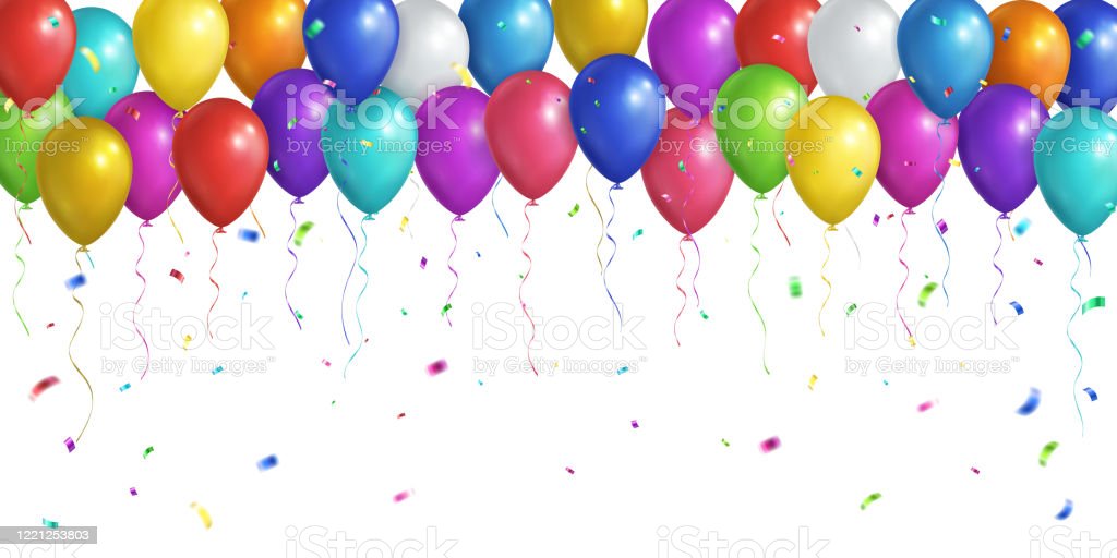 Detail Balloons And Confetti Realistic Nomer 10