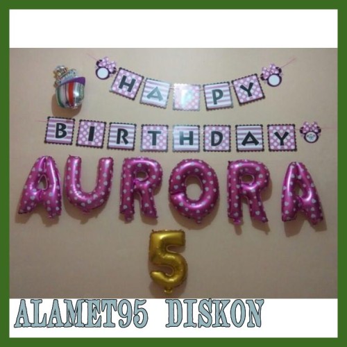 Detail Balon Huruf Warna Pink Nomer 34