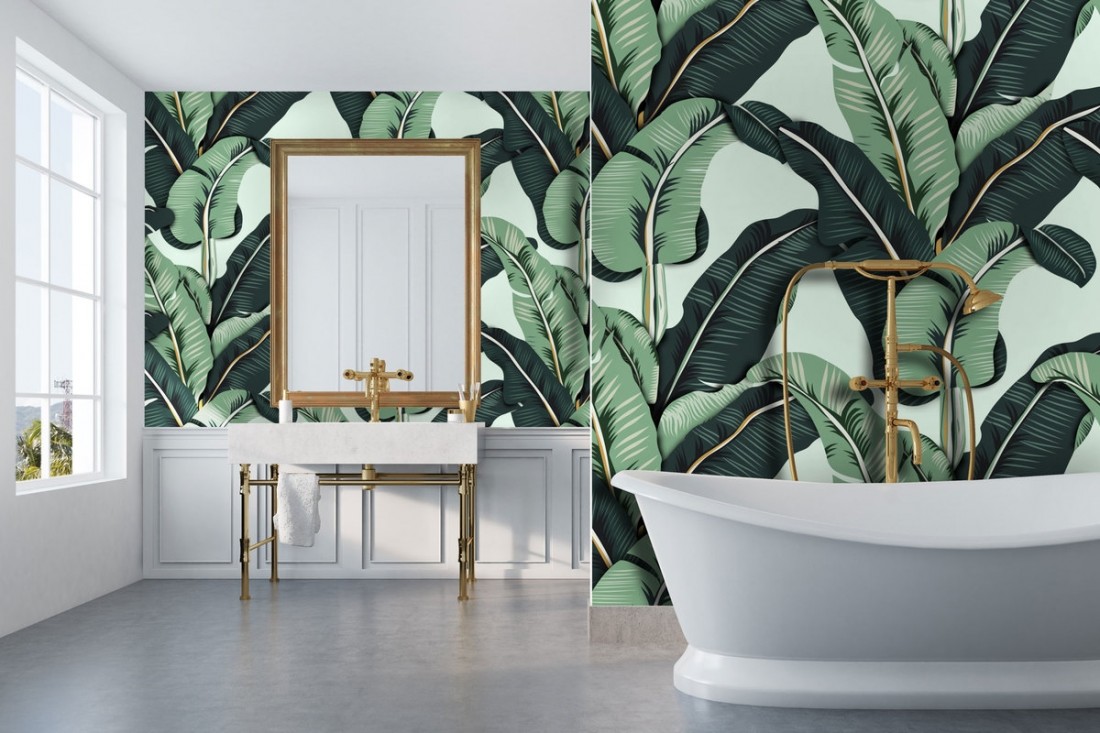 Detail Banana Leaf Wallpaper Bathroom Nomer 14