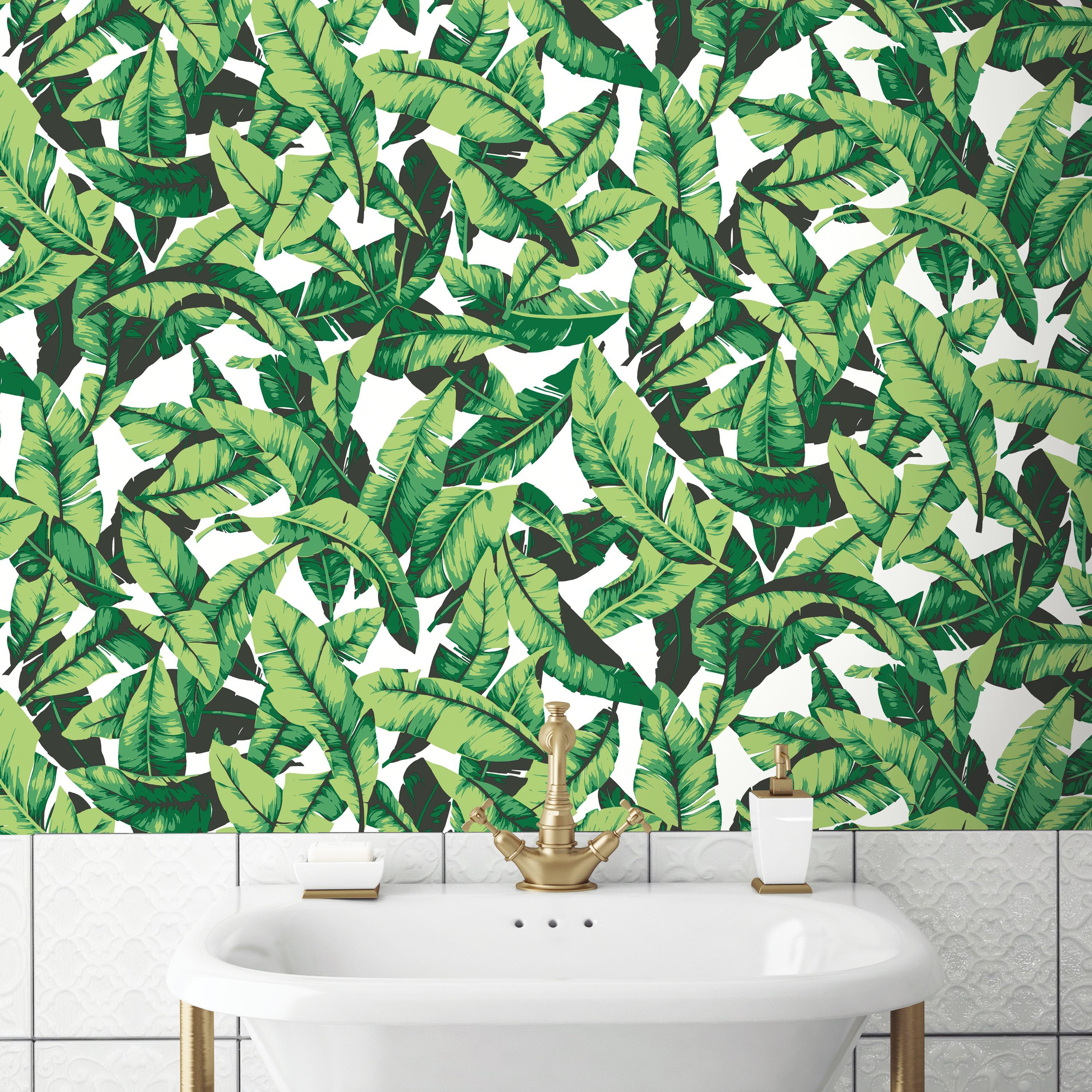 Detail Banana Leaf Wallpaper Bathroom Nomer 16